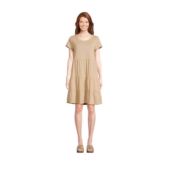 NWT Time and Tru Plus Size XXL Tiered 100% Cotton Mini Dress in Tan - Picture 4 of 6